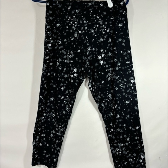 Capri Leggings black with gray and white stars large 11-13 - Picture 2 of 6